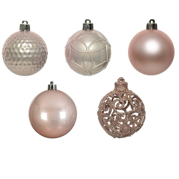 Decoris Shatterproof Baubles in Blush Pink (Pack of 37) image 0