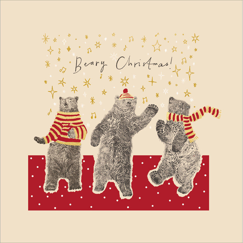 Woodmansterne Three Dancing Bears Christmas Card image 0
