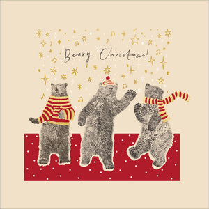 Woodmansterne Three Dancing Bears Christmas Card image 0