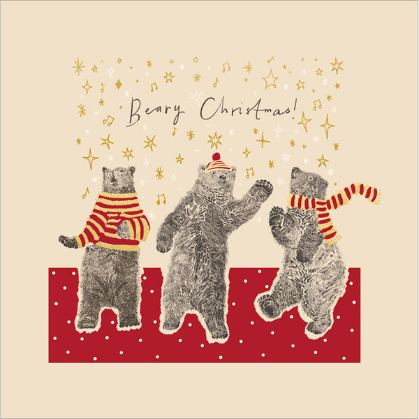 Woodmansterne Three Dancing Bears Christmas Card image 0