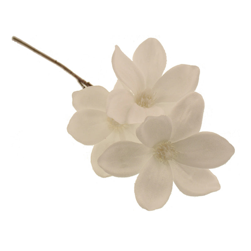SageDecor White Glittered Magnolia Spray (48cm) image 0