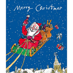 Woodmansterne Santa With Wine Christmas Card