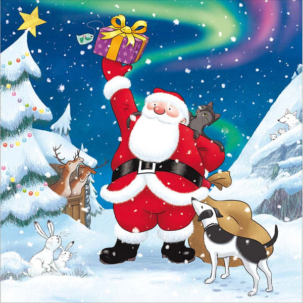 Woodmansterne Northern Lights Santa Christmas Card