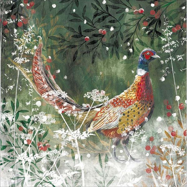 Woodmansterne Pheasant Amongst Berries Christmas Card
