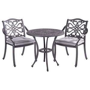 Hartman Capri Metal Bistro Set in Antique Grey with Platinum Cushions image 4