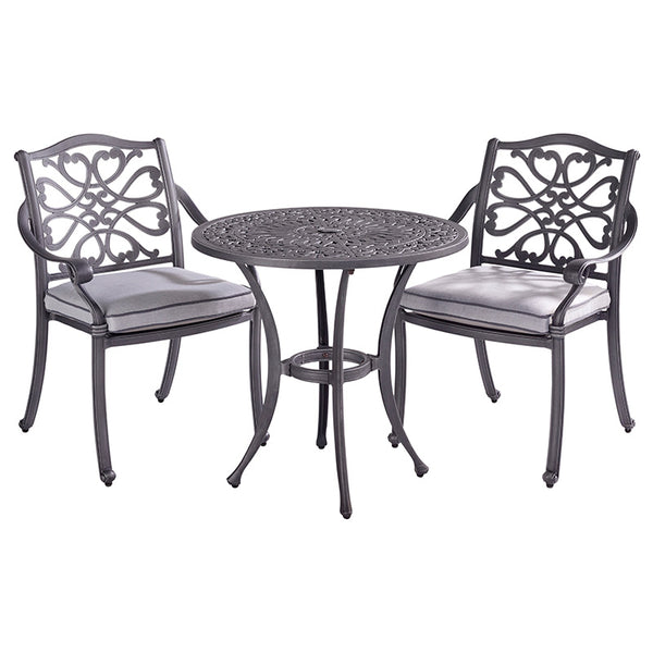 Hartman Capri Metal Bistro Set in Antique Grey with Platinum Cushions image 4
