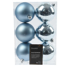 Decoris Shatterproof Baubles in Blue Ice (Pack of 6) image 0