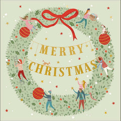 Woodmansterne Wreath Decorating Christmas Card