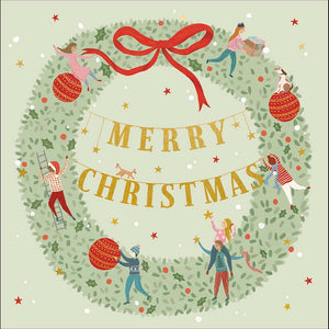 Woodmansterne Wreath Decorating Christmas Card