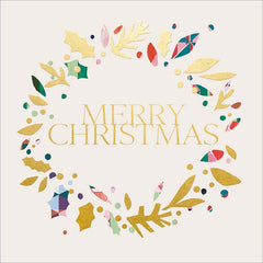 Woodmansterne Multi-Coloured Wreath Christmas Card
