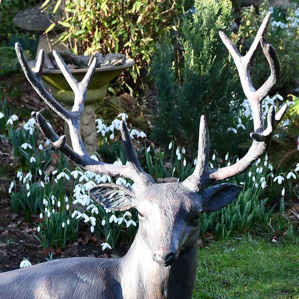 Home & Garden UK Resting Stag Garden Statue image 1