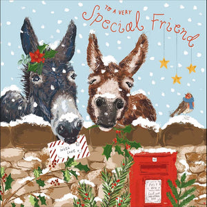 Woodmansterne Friend Donkeys Christmas Card
