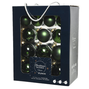 Decoris Glass Bauble Mix (Pack of 26) - Green image