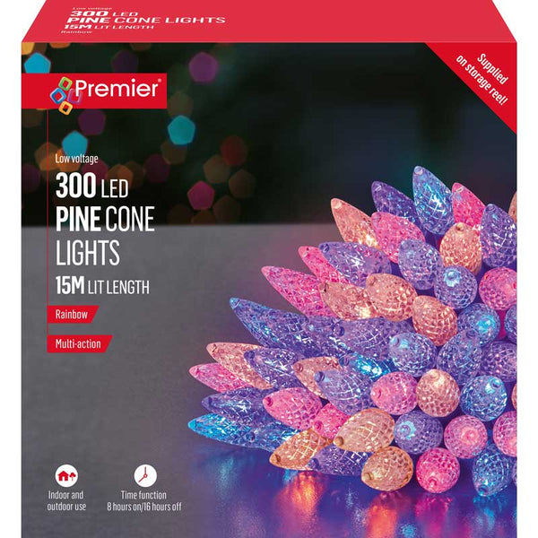 Premier 300 Multi-Action LED Pinecone Lights with Timer - Rainbow image 1