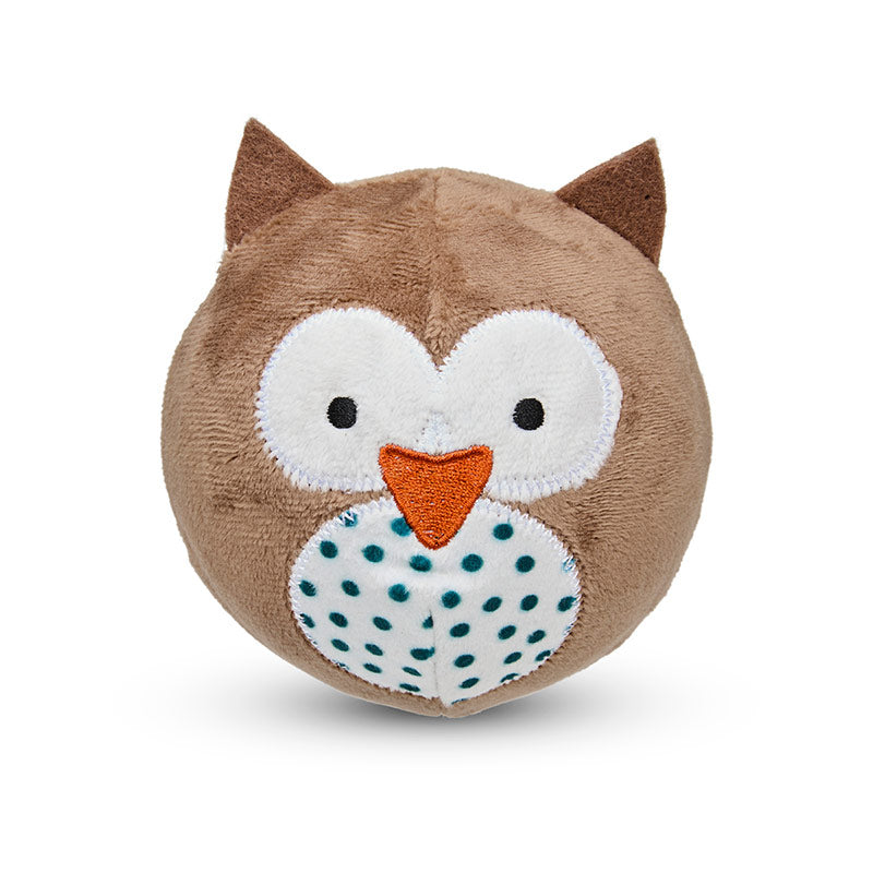 Petface Round Owl Plush Ball Dog Toy image 0