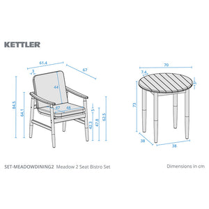 Kettler Meadow 2-Seat Wood & Rope Bistro Set image 6