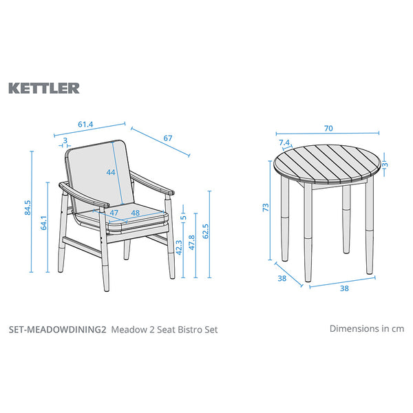 Kettler Meadow 2-Seat Wood & Rope Bistro Set image 6