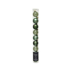 Decoris Shatterproof Baubles in Green (Pack of 9) image 0