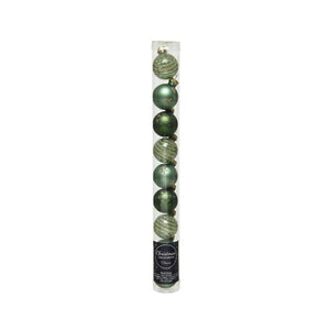 Decoris Shatterproof Baubles in Green (Pack of 9) image 0