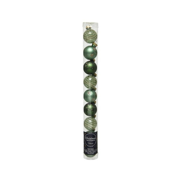 Decoris Shatterproof Baubles in Green (Pack of 9) image 0