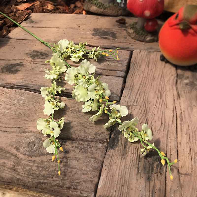 Green & Cream Dancing Orchid Stem (88cm) image 0