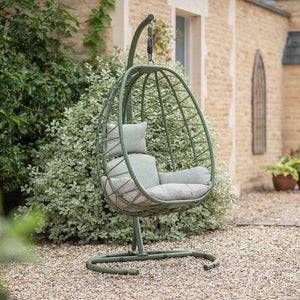 Bramblecrest Santiago Single Folding Open Weave Hanging Egg Chair in Sage image 0