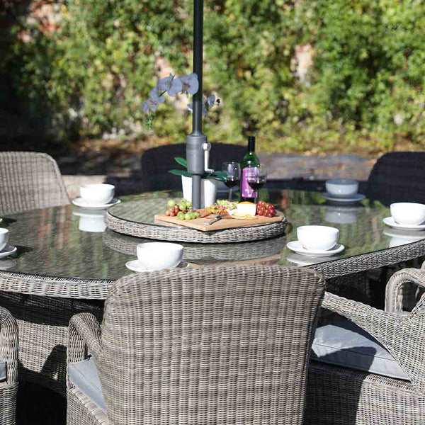 Supremo Verona 8 Seat Dining Set with Elliptical Table, Lazy Susan, 3.5m Parasol & Base image 7