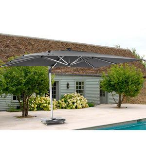 Bramblecrest Worcester 4 x 3m Rectangular Cantilever Parasol in Grey with LED, Granite Base &amp; Cover image 1