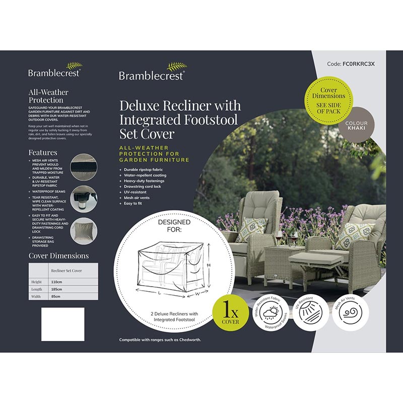 Bramblecrest Cover for Deluxe 2 Seat Recliner Set with Integrated Footrests image 0