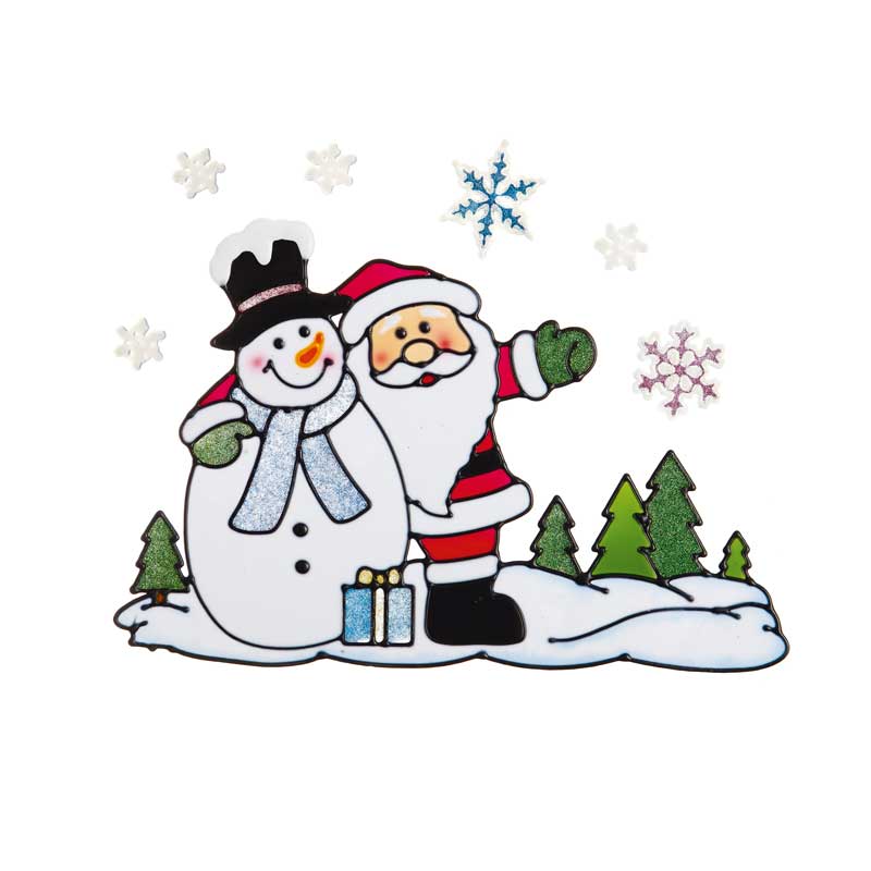 Premier Santa &amp; Snowman Window Sticker (Assorted Designs) image 0