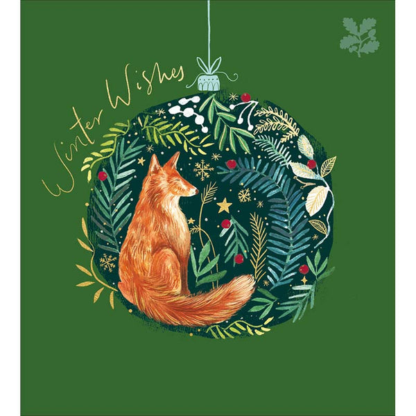 Woodmansterne Fox Bauble Christmas Card