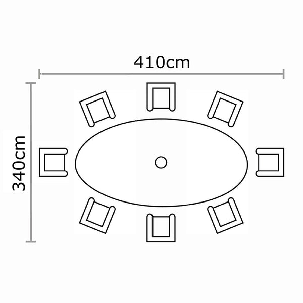 Bramblecrest RHS Rosemoor Rattan 8 Seat Elliptical Outdoor Dining Set with Lazy Susan, 3m Parasol &amp; Base image 5