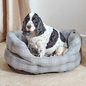 Zoon Grey Plaid Oval Dog Bed image 0