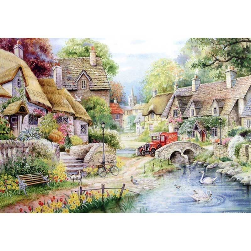 House of Puzzles River Cottage Big 250 Piece Jigsaw Puzzle image 0