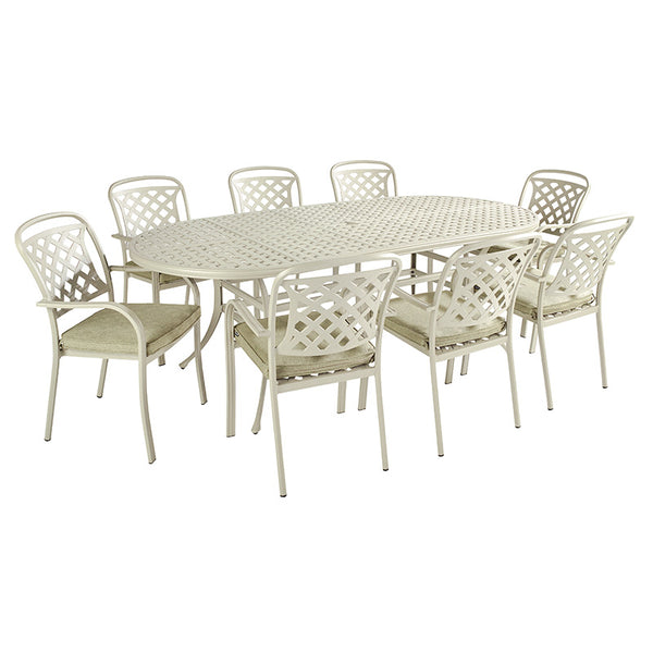 Hartman Berkeley 8 Seat Garden Dining Set in Maize with Oval Table, Parasol & Base image 3