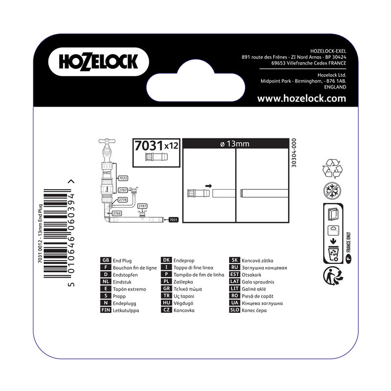 Hozelock 13mm End Cap (Pack of 12) image 0