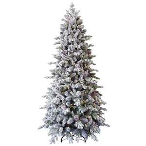 National Tree Snowy Dorchester Pine Pre-Lit Slim Christmas Tree - 6.5ft image 0