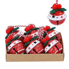 Gisela Graham Red & White Bell with Fabric Holly (Pack of 6) image 0