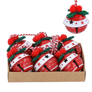 Gisela Graham Red & White Bell with Fabric Holly (Pack of 6) image 0