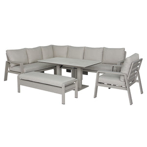 Bramblecrest Prague Modular L-Shape Sofa Set in Latte with Height-Adjustable Table (Seats 8) image 8
