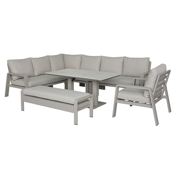 Bramblecrest Prague Modular L-Shape Sofa Set in Latte with Height-Adjustable Table (Seats 8) image 8