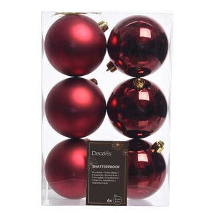 Decoris Shatterproof Baubles in Oxblood (Pack of 6) image 0