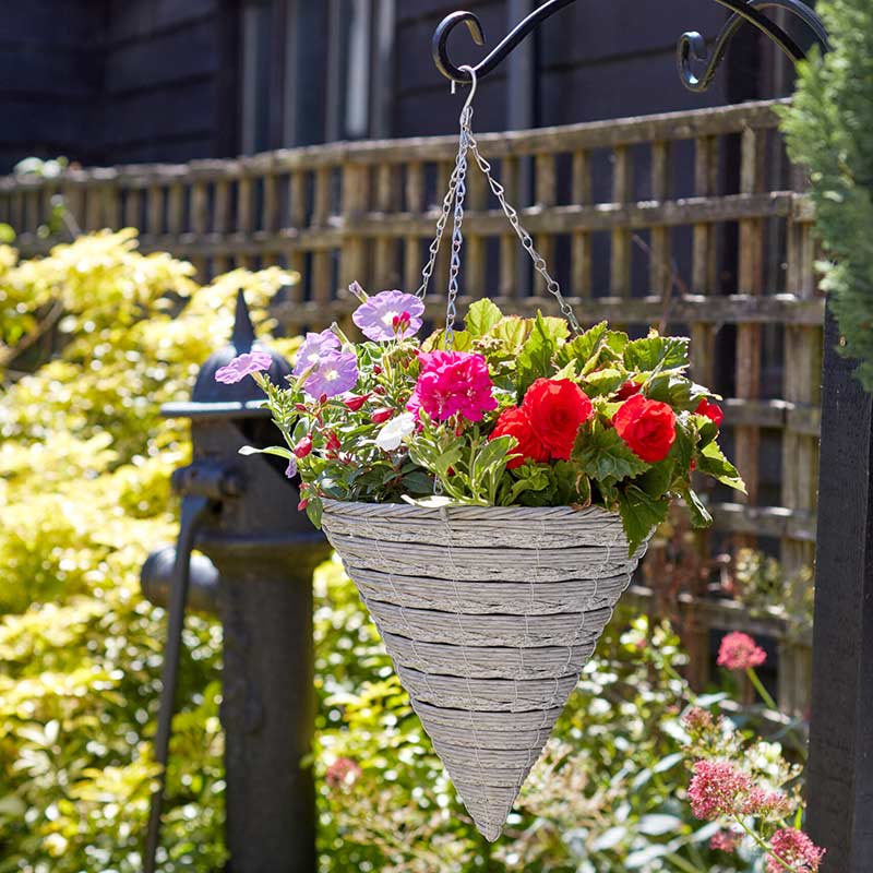 Smart Garden Monza Faux Rattan Cone Hanging Basket (35cm) image 0