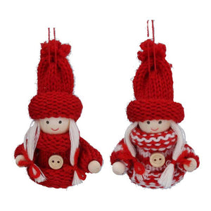 Gisela Graham Knitted Red Scandi Girl (Assorted Designs) image 0