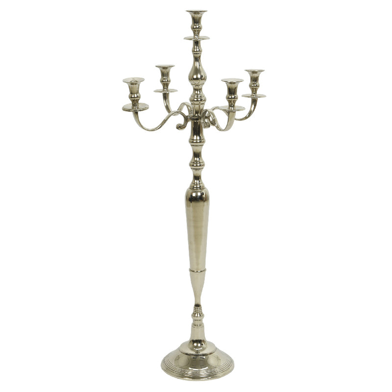 Silver Polished Aluminium Candelabra - 5 Candles image 0