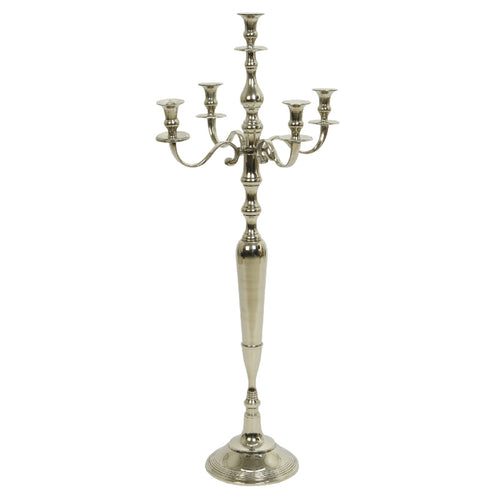 Silver Polished Aluminium Candelabra - 5 Candles image 0
