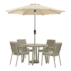 Bramblecrest Zurich 4 Seat Dining Set in Mocha with Round Table, 2.5m Parasol & Base image 5