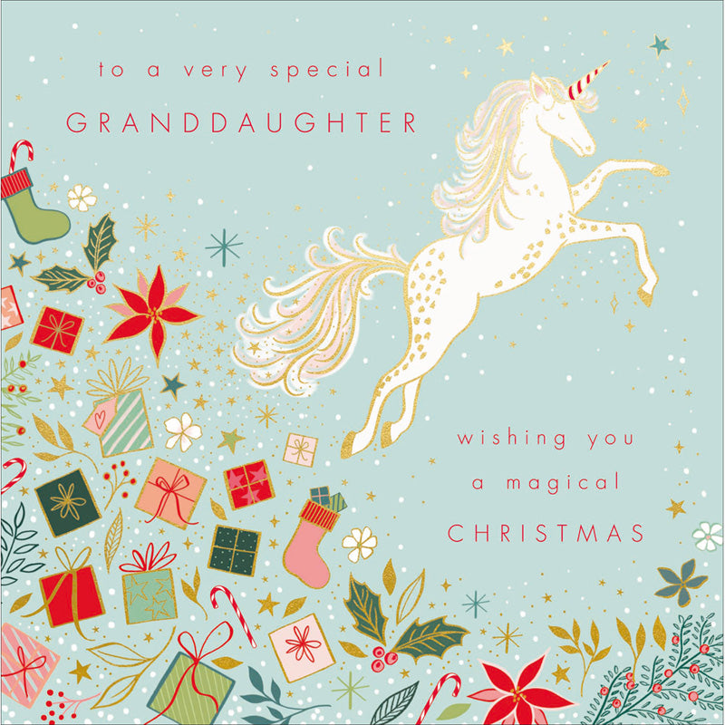 Woodmansterne Unicorn Granddaughter Christmas Card image 0