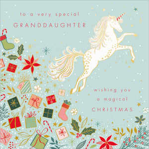 Woodmansterne Unicorn Granddaughter Christmas Card image 0