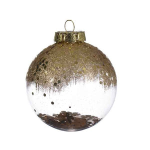 Decoris Shatterproof Bauble with Glitter in Transparent & Gold image 0